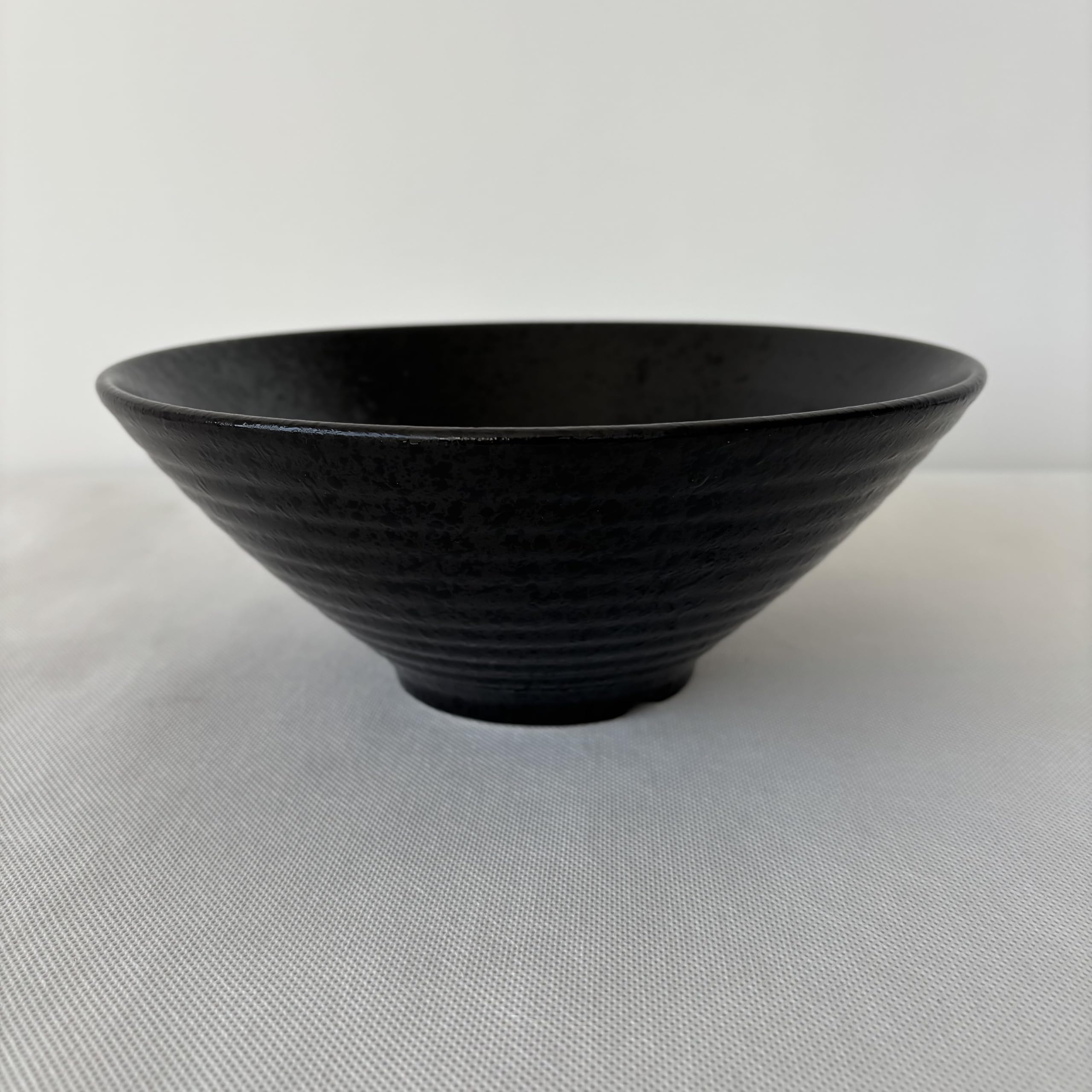 Japanese Style Ceramic Ramen Bowl, Black Bamboo Hat Shape, Large Noodle Soup Rice Bowl, Commercial Tableware