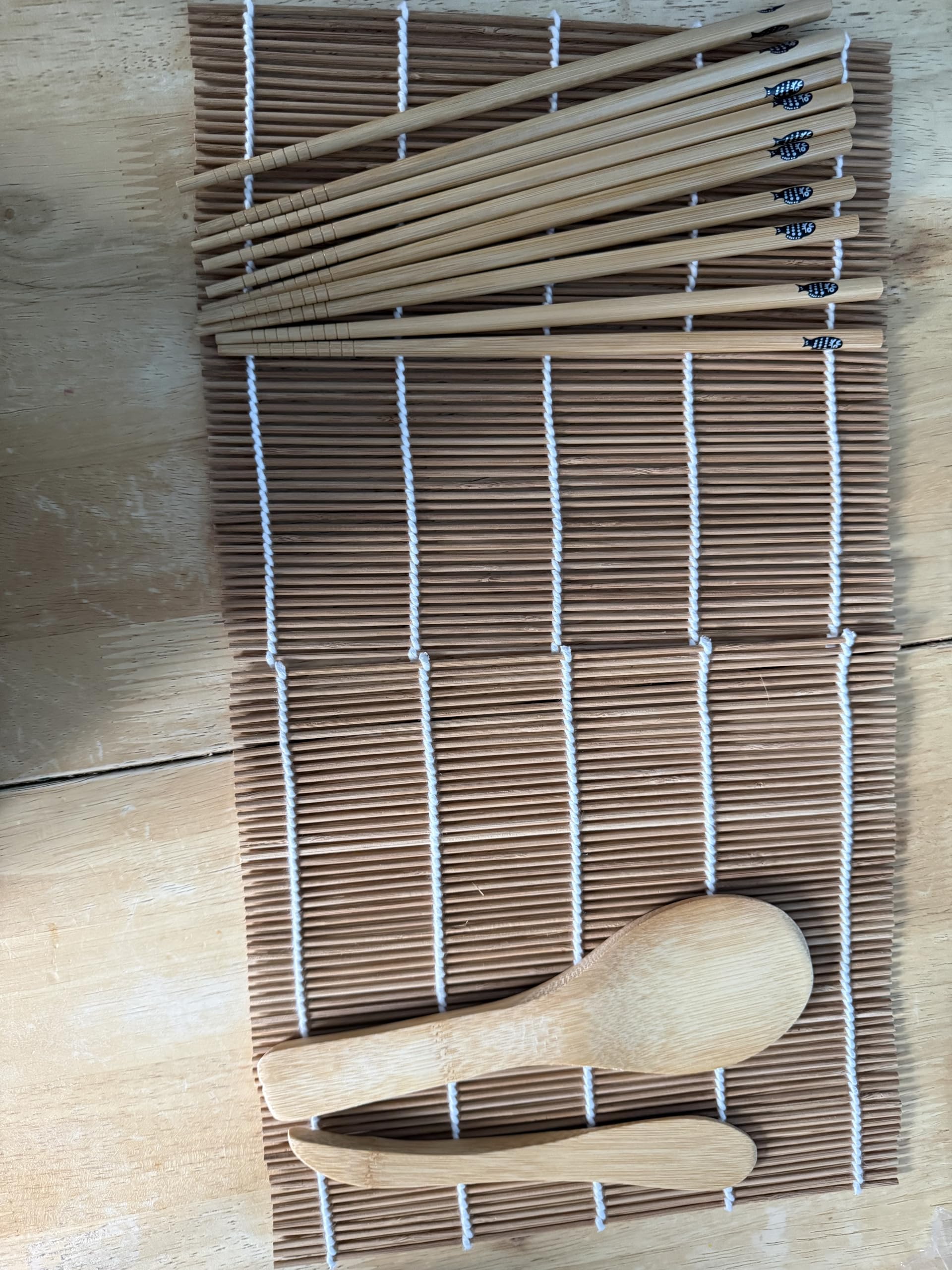 Bamboo Sushi Making Kit, 9-Piece DIY Set with Rolling Mats, Chopsticks, Rice Paddle and Spreader