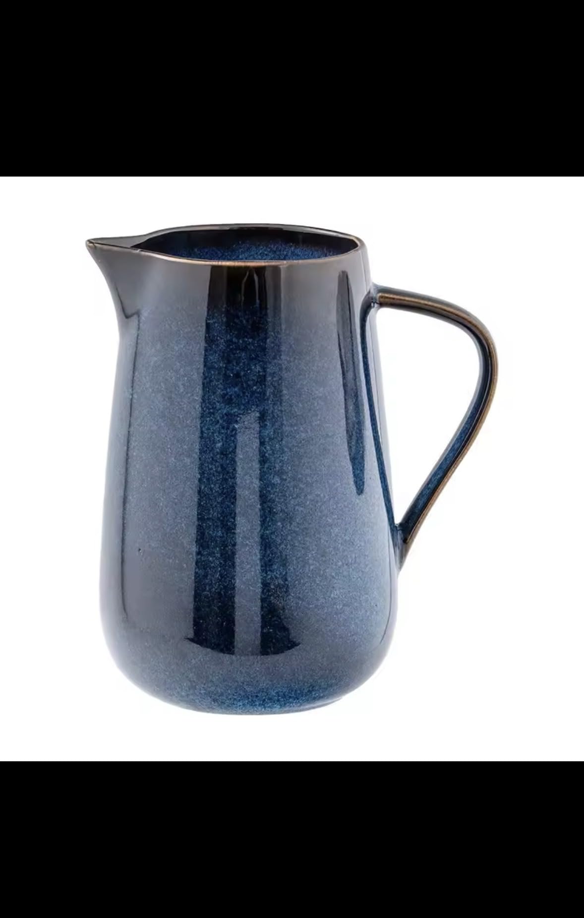 Ceramic Water Pitcher, Vintage Blue Glazed Porcelain Tea Kettle, Decorative Flower Vase with Gold Trim, Traditional Asian Style Pour Spout Design