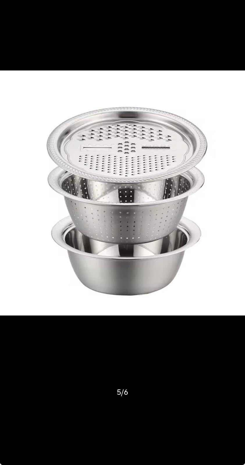 3-Piece Stainless Steel Multifunctional Vegetable Slicer with Drain Basket and Washing Basin Set
