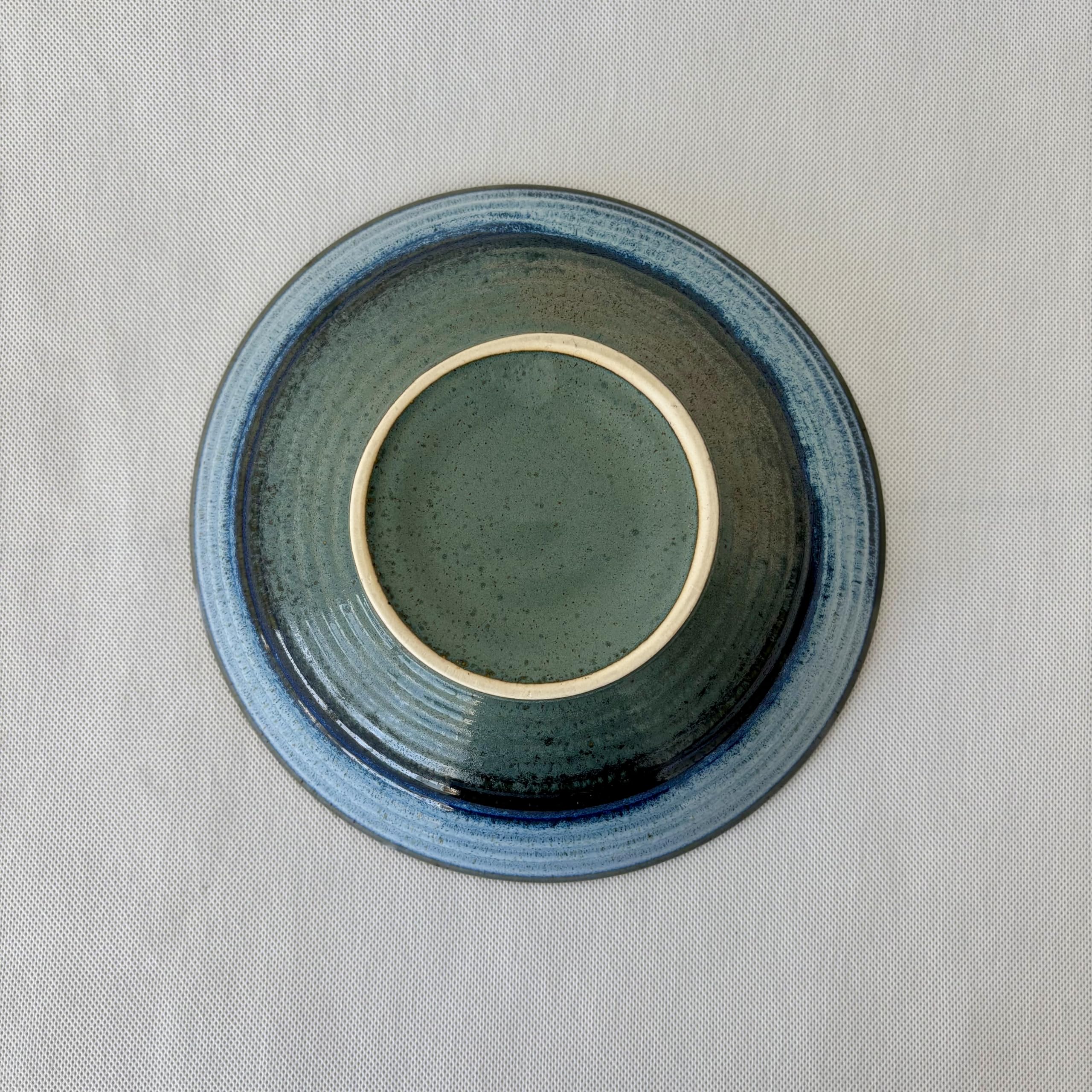 Japanese Korean Kiln-Turned Ceramic Ramen Bowl, Blue Gradient Glaze, Handcrafted Stoneware Noodle Soup Bowl Set