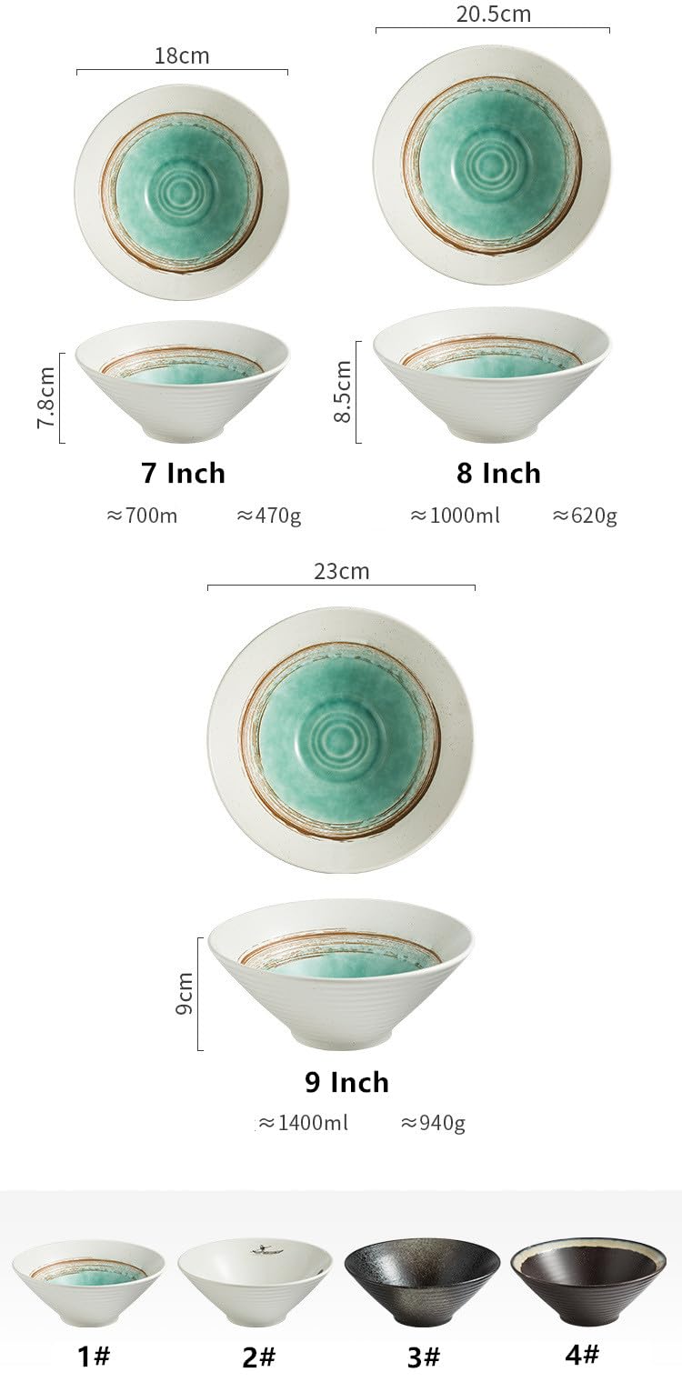 Japanese Ceramic Large Conical Ramen Noodle Bowl, Modern Soup Bowl Set for Parties, Wholesale Tableware with Creative Design