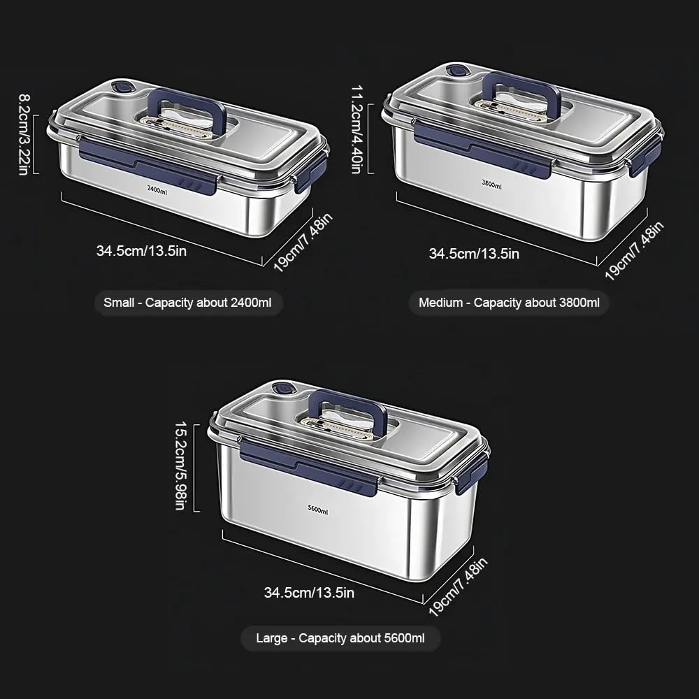 Food Storage Containers with Lids Airtight Food Grade Stainless Steel Large Capacity Leakproof Kitchen Storage Container Wit