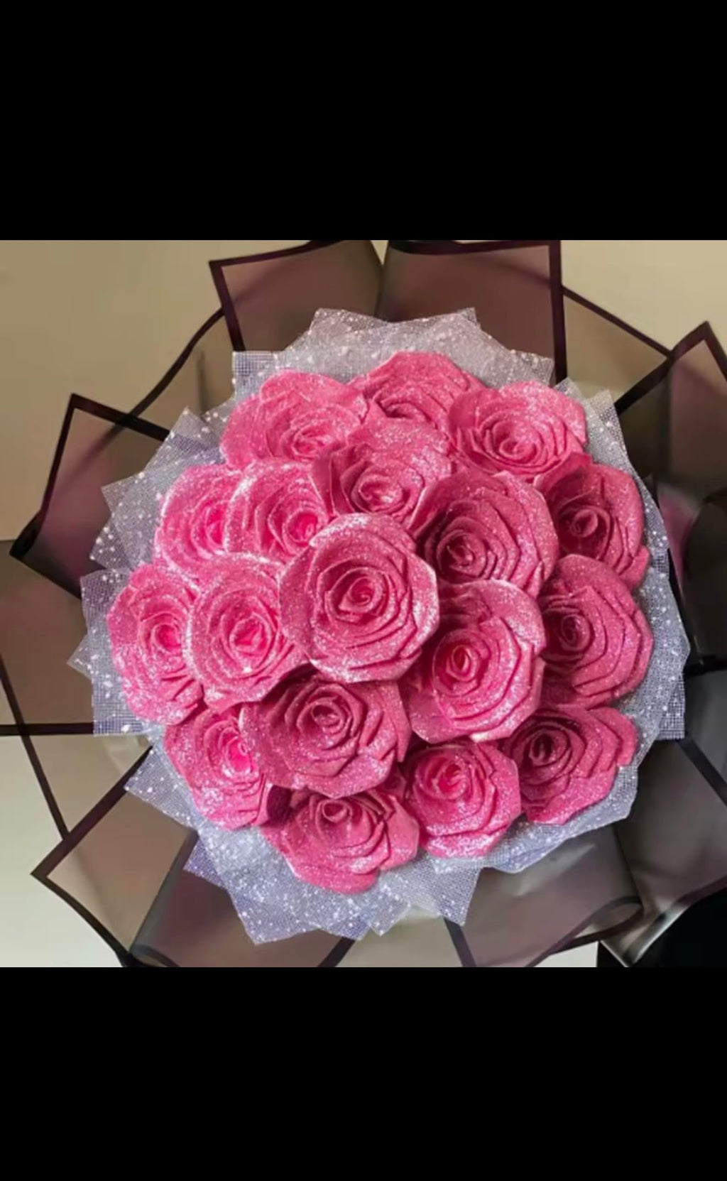 Forever Roses Bouquet, Preserved Flower Arrangement, Glitter Roses, Artificial Roses for Anniversary, Gift Bouquet