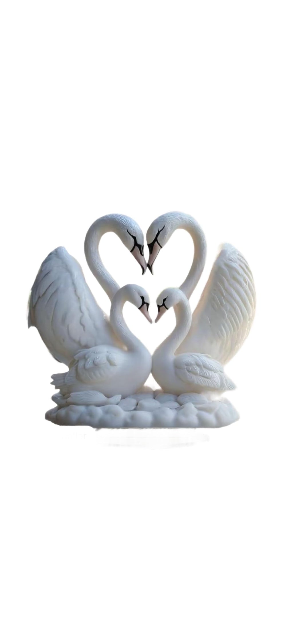 Elegant White Swan Sculpture, Decorative Porcelain Figurine with Heart Design, Desktop Ornament for Home Decor