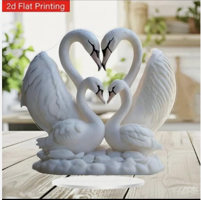 Elegant White Swan Sculpture, Decorative Porcelain Figurine with Heart Design, Desktop Ornament for Home Decor