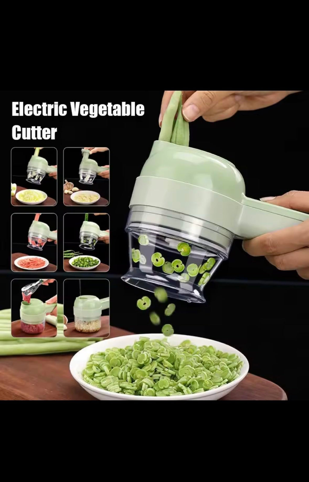 Electric Mini Food Chopper, Compact Vegetable Slicer with Multi-Blade Design, Mint Green Kitchen Appliance