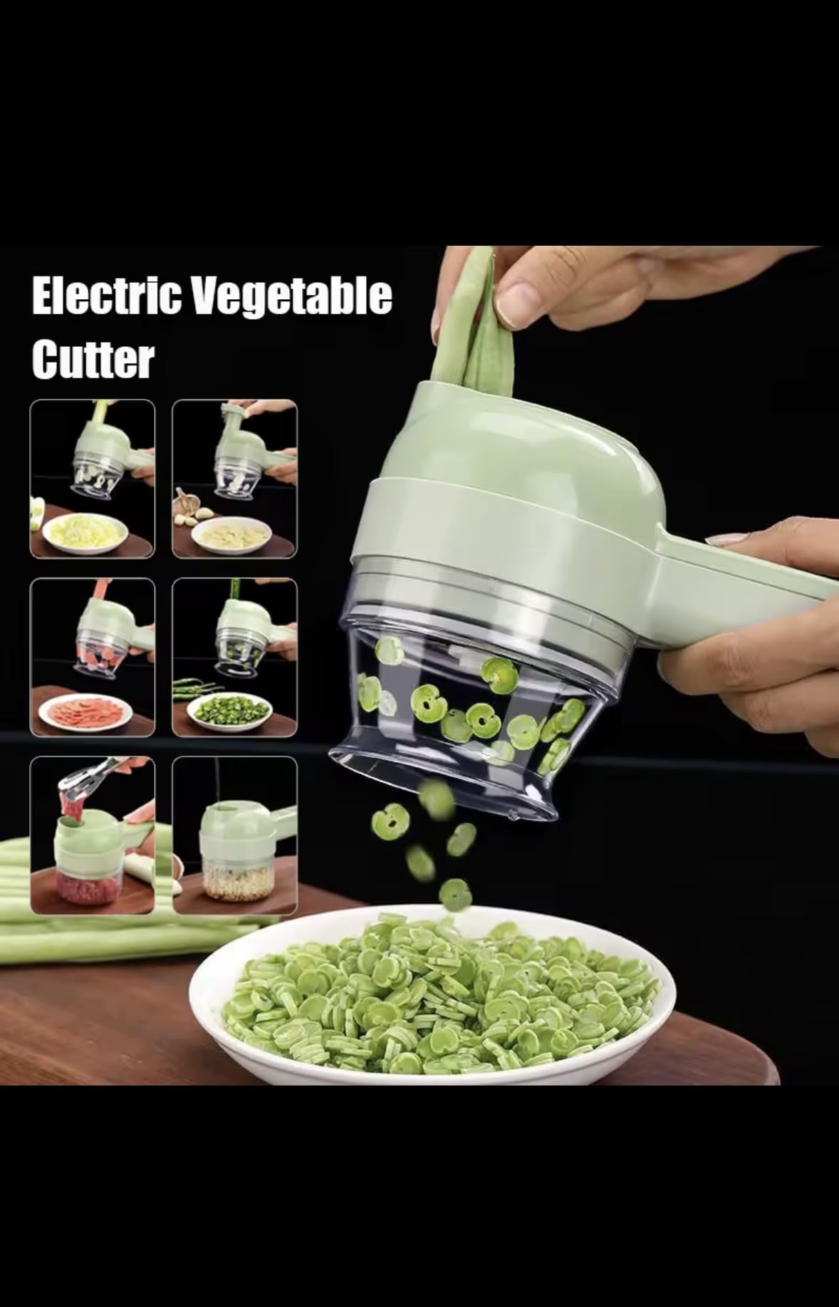Electric Mini Food Chopper, Compact Vegetable Slicer with Multi-Blade Design, Mint Green Kitchen Appliance