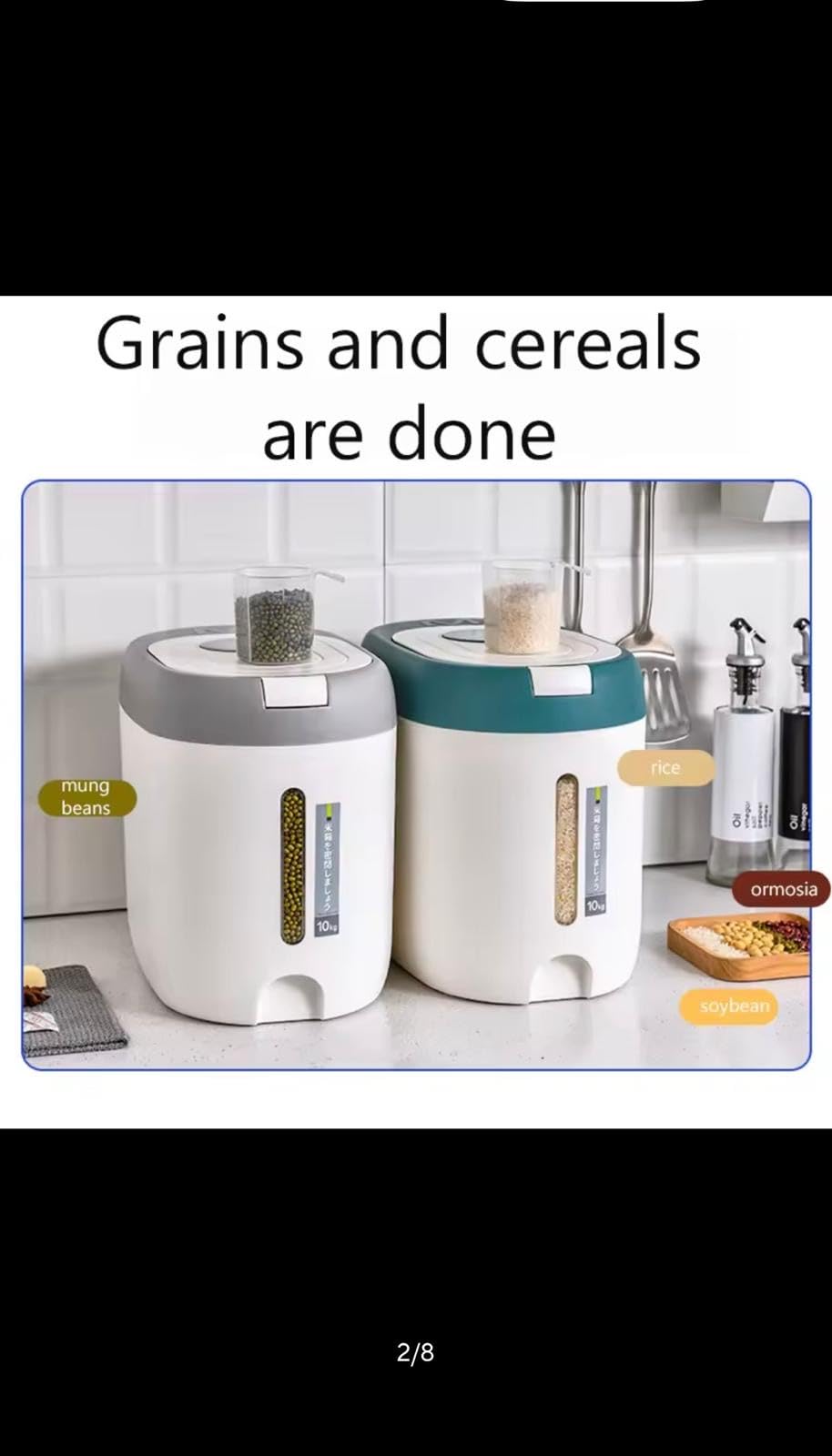 10KG Rice Dispenser Kitchen Storage Container with 360 Degree Sealing Ring, Cereal Organizer Box for Home