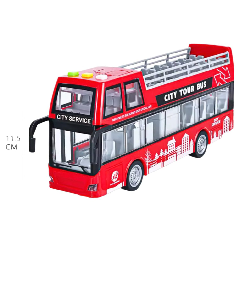 City Service Die-Cast Double Decker Tour Bus Model, Red and Blue Variants, 28.5 x 11.5 x 6 cm, Educational Vehicle Toy for Children