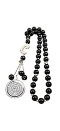 Islamic Prayer Beads, Gold-Plated Arabic Calligraphy Pendant Tasbih Misbaha with Rhinestones, Religious Prayer Rosary