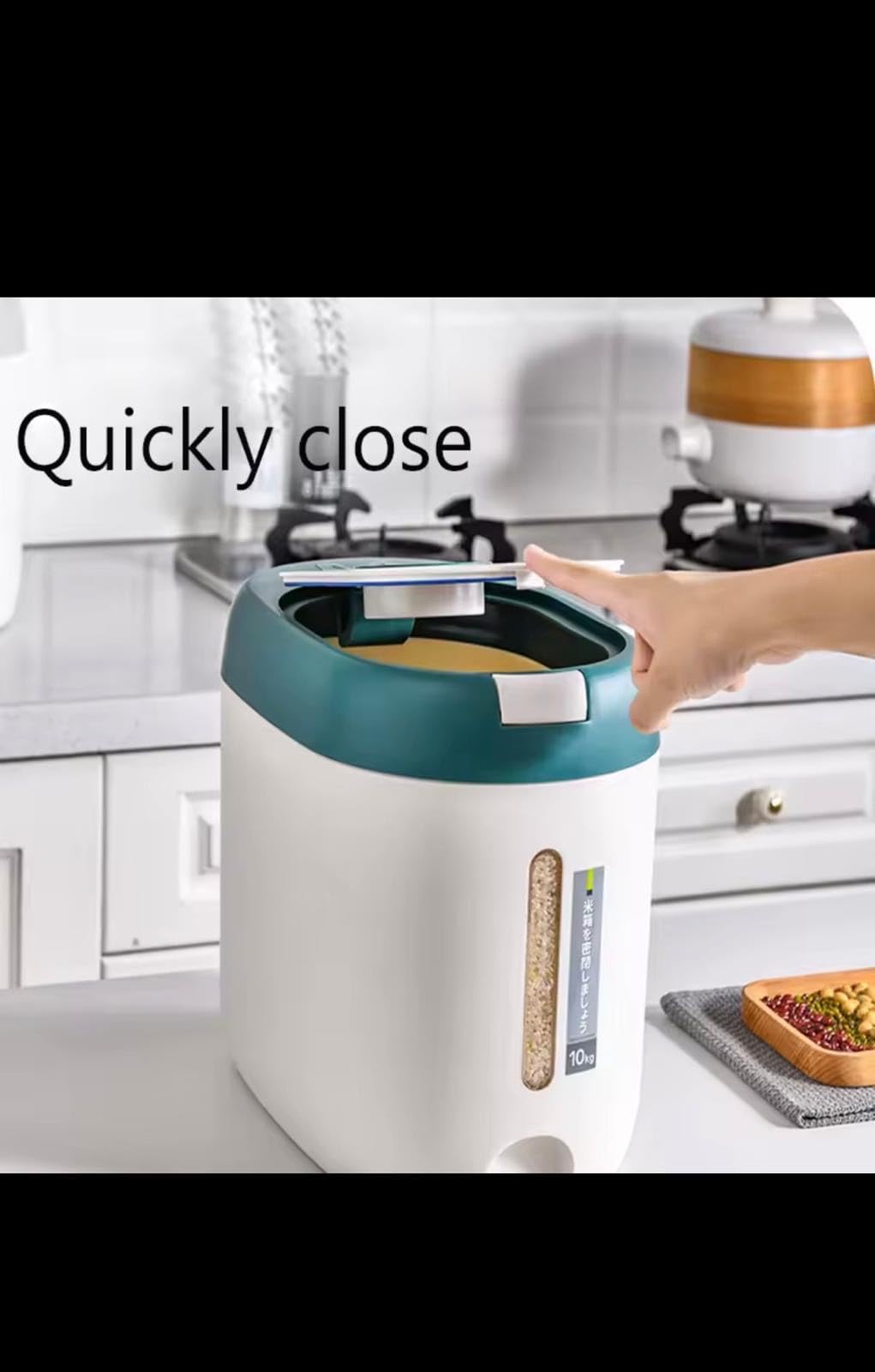 10KG Rice Dispenser Kitchen Storage Container with 360 Degree Sealing Ring, Cereal Organizer Box for Home